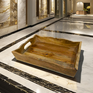 ถาดเสิร์ฟไม้มะม่วง งานฝีมืออินเดีย ดีไซน์หรูหรา เป็นมิตรต่อสิ่งแวดล้อม ผิวธรรมชาติ เหมาะสำหรับใช้ในโรงแรมและร้านอาหาร คุณภาพดี - Product Image 1