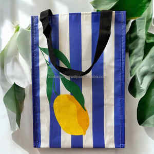 Correa de hombro mediana plegable tejida RPET ecológica impresa personalizada bolso de mano reutilizable uso diario para compras en supermercado - Product Image 1