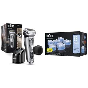 Afeitadora Eléctrica de Precisión para Hombre, Recargable, para Uso en Seco/Húmedo, con Estación de Limpieza y Carga, Estuche de Viaje, Resistente al Agua IPX7, Plateada, 3 - Product Image 1