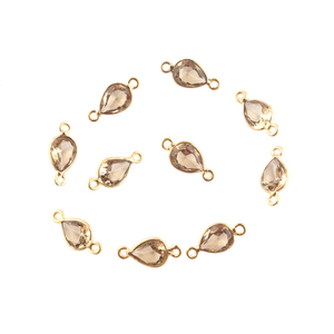 Avishing-conector doble de Latón chapado en oro para joyería, accesorios de joyería con forma de pera de cuarzo melocotón facetado, bricolaje - Product Image 1