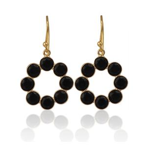 Boucles d'oreilles à crochet en quartz rose plaqué or faites à la main Style long balancent avec des boucles d'oreilles de mode de forme ronde - Product Image 4