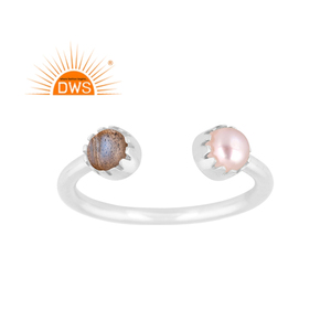 Latest Design Fine Sterling Silver Pearl & Labradorite Gemstone <b>Adjustable</b> <b>Ring</b> Custom Jewelry For Women Gift For Her - Product Image 1
