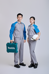 Ensemble de vêtements de travail haute visibilité pour homme FMF, manches longues, bleu ciel gris |   Confortable, respirant, anti-rides, résistant aux déchirures, lavable - Product Image 3
