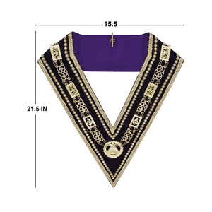 Masonic Regalia Grand Master Blue Lodge Collar de cadena Cadena chapada en oro Terciopelo púrpura - Product Image 2