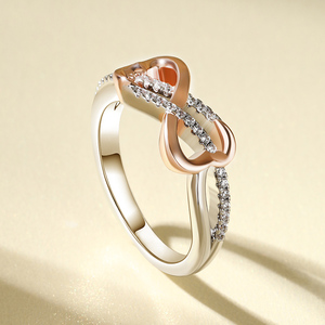 Bague pour femme Jeulia en argent sterling, cœur ouvert et symbole de l'infini, plaquée rhodium, bijoux fins - Product Image 6