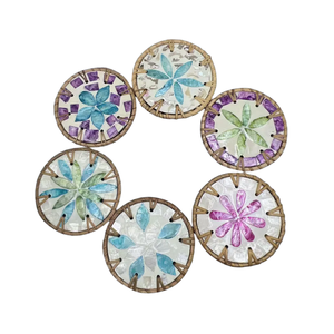 handmade woven <b>rattan</b> <b>placemats</b> and seagrass coasters - round plate chargers for rustic living space and insulated tea cup mats - Product Image 2