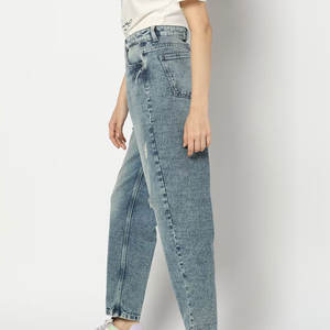 Nueva llegada de los pantalones vaqueros acampanados de las mujeres hechas en Sialkot Streetwear Style con diseño frontal plano personalizable:,Sialkot ,,, - Product Image 2