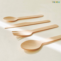 Forchetta in Legno Tairchu 16cm Ecologica Biodegradabile Sicura per Alimenti Senza Rivestimento in Plastica per Sushi Noodles Patatine Scatole di Carta