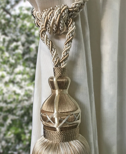 Luxury Ivory Beige <b>Tieback</b> with Big Tassel.Elegant Drapery for Window Curtain - Product Image 1