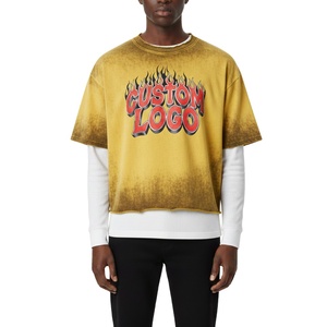 เสื้อยืดสตรีทแวร์วินเทจ พิมพ์ลายโลโก้แบบสกรีนเอง สีซีดจาง สไตล์ผู้ชาย ผ้าสองชั้น 300 320GSM แขนยาว รุ่น 2026 - Product Image 1