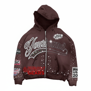 Sudadera con Capucha Personalizada con Pedrería, Manga Corta, Unisex, Talla Grande, Fabricante OEM, 180gsm, Sudadera Urbana con Logotipo de Letras - Product Image 3