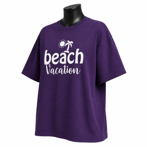 Camiseta Morada Extra Grande Personalizada para Mujer, Camiseta Informal de Manga Corta de Algodón al por Mayor - Product Image 3