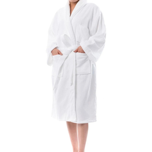 Peignoir de luxe OEM personnalisable pour femme, en tissu éponge, thermique, séchage rapide, respirant, longueur genou, col en V, fermeture à cordon sur le devant - Product Image 3