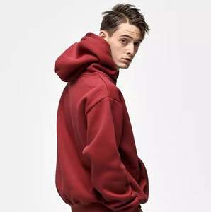 Sweat à capuche oversize en coton éponge française Streetwear Épais Polaire Épaule tombante Unie Blanc Personnalisé Sweats à capuche pour hommes - Product Image 3