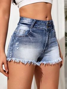 Summer New Fashion Ripped Skinny Denim Shorts pour femmes Sexy Stretch Tassel Jeans Shorts Casual Female High Waist Clothing - Product Image 4