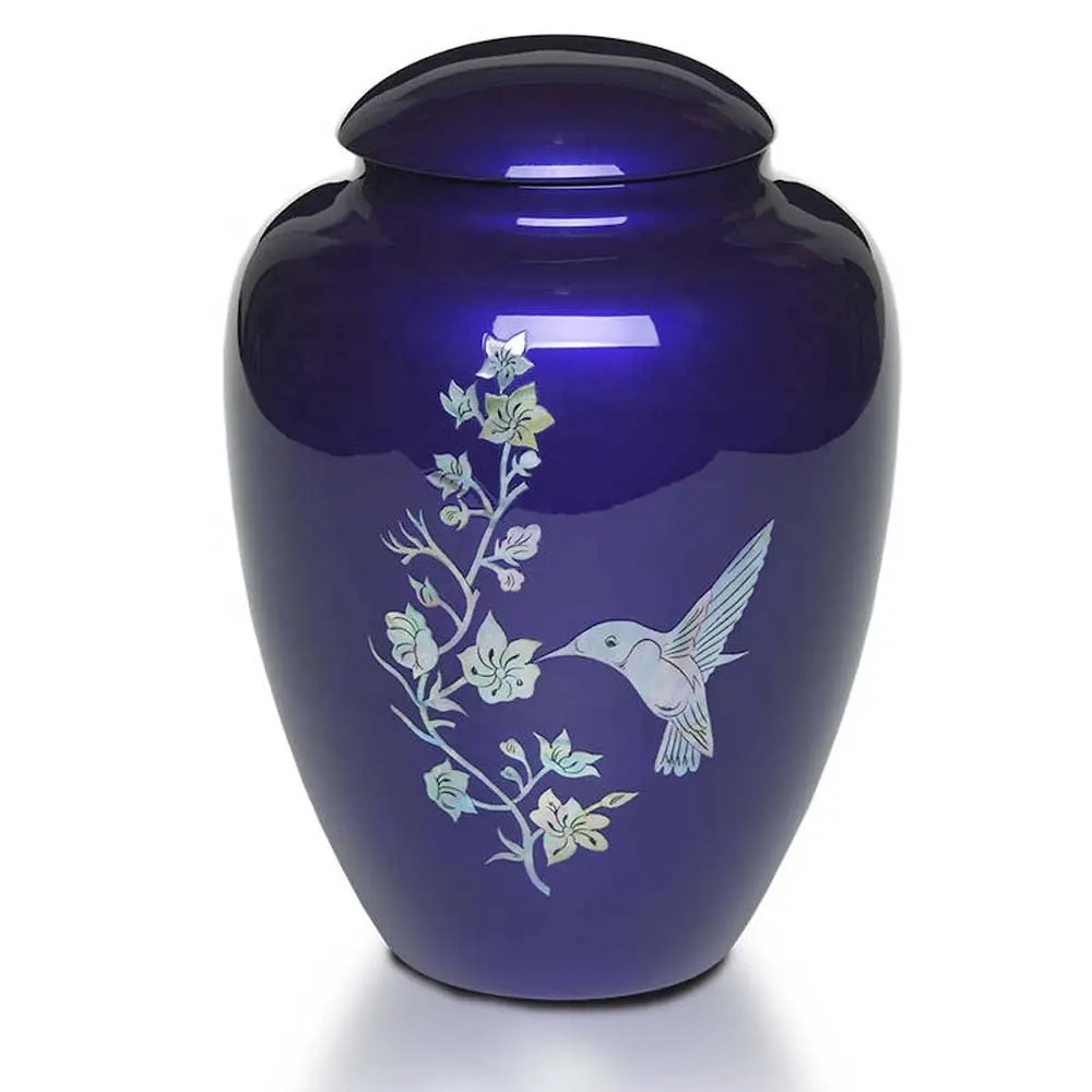 Großhandel Best Dove & Flower Painting Messing Metall Pet Crema tion Urns Geprägte Adult Crema tion Urn antike Einäscherung Urne