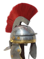 Casque de centurion romain médiéval avec armure d'artisanat en métal panache rouge pour le bureau et la décoration intérieure Costume de jeu de rôle viking