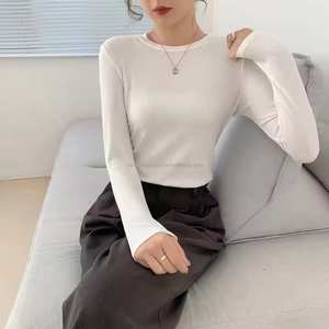 2025 printemps haute qualité coton peigné femmes vêtements à manches longues t-shirt graphique t-shirts femmes. - Product Image 2