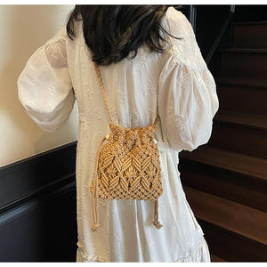 Crochet Cross-border Niche Design Women Spring New Arrival <b>Small</b> Silicone Rope Woven Crossbody Bag Bucket Bag - Product Image 3