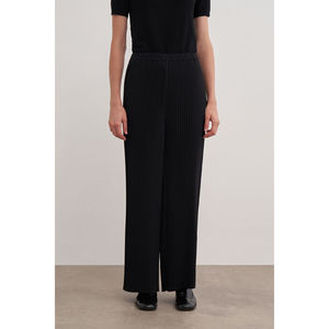 Jupe-pantalon élastiquée à taille haute et jambes larges, noire - Product Image 3