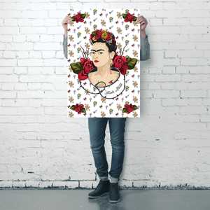 Póster de Frida Kahlo en Lienzo Rojo y Blanco para Decoración de Pared - Product Image 3