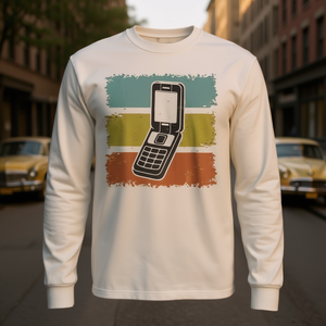 T-shirt à manches longues avec téléphone portable vintage classique à clapet - Product Image 3