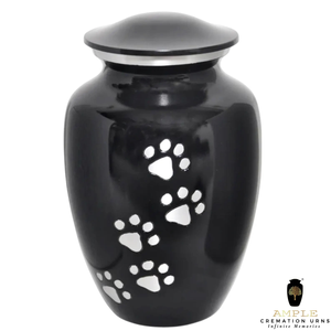 Urna conmemorativa de aluminio hecha a mano Urnas de cremación grabadas con pata de gato negro con revestimiento de Meena grande (220 Cu en) y recuerdo (3 Cu en - Product Image 3