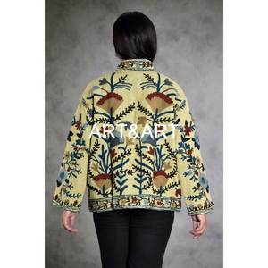 Veste d'hiver bohème pour femme en coton indien Suzani 2025, broderie à la main, respirante, matelassée, motif floral - Product Image 3