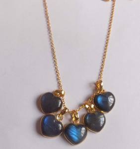 Meilleur cadeau d'anniversaire Nouvelle arrivée Bijoux Collier chaîne en ambre de Pologne en forme de cœur Collier de réglage de lunette en argent plaqué or - Product Image 3