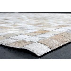 Handcrafted Hair-On Leather Large <b>Abstract</b> <b>Rug</b> for Living Room Bedroom Hallway - Product Image 2