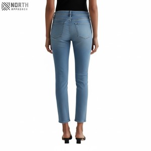 Pantalones de mezclilla de mujer OEM de alta calidad al por mayor Slim Fit Plus Size Jeans de mujer Sexy de cintura alta elástico de mezclilla para damas flacas - Product Image 2