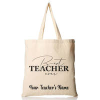 Bolsa de Mensajero de Lona de Algodón Personalizable con el Eslógán 'El Mejor Maestro del Mundo', Asas de Tela de Algodón, 15x16 Pulgadas, Bolsa de Mensajero para Maestros