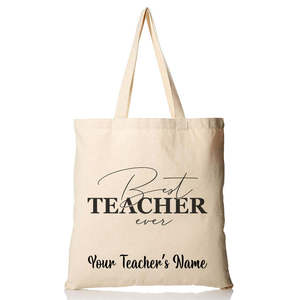 Sac fourre-tout personnalisable « Meilleur professeur de tous les temps », sacs fourre-tout confortables en coton pour les enseignants - Product Image 3