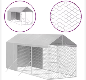 Enclos pour chien d'extérieur en acier galvanisé argenté 6,6 x 19,7 x 8,2 pieds - Product Image 2