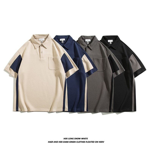 โลโก้ที่กําหนดเองเสื้อโปโลเสื้อยืดขนาดใหญ่Streetwearโปโลเสื้อยืดผู้ชายที่กําหนดเองลายสก๊อตเย็บปักถักร้อยขนาดบวกสีบล็อกเสื้อยืดโปโล - Product Image 1