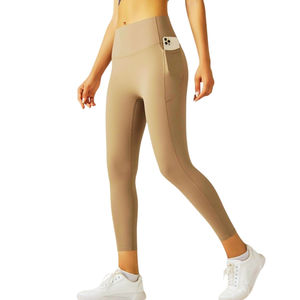 กางเกงเลกกิ้งออกกำลังกายเอวกลางผ้าสแปนเด็กซ์กางเกงออกกำลังกายไร้ตะเข็บผ้ายืดระบายอากาศได้ดี - Product Image 2