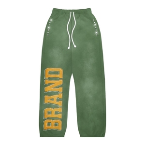 Faded Vintage Track Sweat Strass Streetwear Haute Qualité Coton Français Terry Jogger Pantalon Étoile Strass Pantalon De Survêtement - Product Image 6