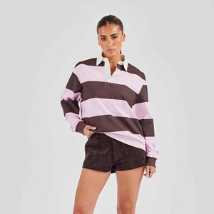 Coton imprimé lettre à manches courtes surdimensionné pour femmes pour sweat respirant tricoté Rugby chemise décontracté compressé écologique - Product Image 6