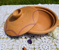Tajine traditionnelle plate faite à la main sans plomb, ustensiles de cuisine marocain faits à la main