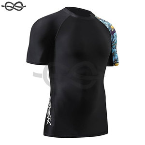 Hommes Rash Guard Manches Courtes Séchage Rapide UPF 50 + Protection Solaire Compression Maillots De Bain Léger Respirant Natation Surf - Product Image 3
