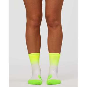 Chaussettes courtes de performance Run Performance - Blanc - Lime Glo Ombre - Chaussettes respirantes en bambou pour le cyclisme - Product Image 1