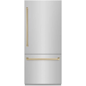 Réfrigérateur électrique Zline RBITZ30436CB Autograph Edition 36 pouces avec congélateur inférieur 19,8 pi³ Distributeur d'eau avec machine à glaçons - Product Image 1