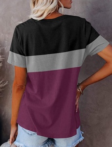 Camisetas de manga corta para mujer, ropa informal a la moda con cuello redondo de bloque de Color, Tops de verano, camisetas holgadas Multicolor - Product Image 2