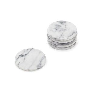 Posavasos elegantes de piedra de mármol blanco Juego de 2 posavasos redondos y octogonales para una elegante protección de mesa - Product Image 6