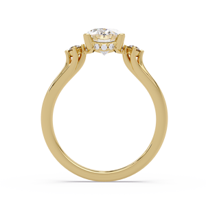 Anillo de Compromiso de Oro Puro de 14K con Diamante Ovalado Cultivado en Laboratorio, Anillo de Boda con Tres Piedras Redondas Brillantes para Mujer - Product Image 4