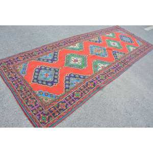 Alfombra turca Vintage tradicional rojo azul diseño de retazos área grande 9x12 rectángulo lana látex para adolescentes pasillo habitación alfombra - Product Image 2