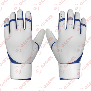 Longue sangle manchette blanc et bleu marine Combo Original cuir Baseball frappeur gants sur mesure léger Baseball frappeur gants - Product Image 1