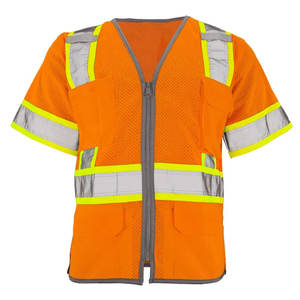 Chaleco de seguridad con cremallera reflectante informal para hombre 2025, ropa de trabajo de otoño con bolsillos transpirables, venta al por mayor para la construcción - Product Image 2
