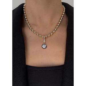 Roselle Black Rhodium Round Diamond Pendant <b>Necklace</b> Elegant Diamond Charms Collection - Product Image 4