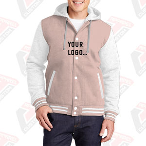 Chaqueta universitaria de lana de algodón 100% para hombre con capucha, calidez de invierno, impresión Digital y bordado, diseño elegante - Product Image 4